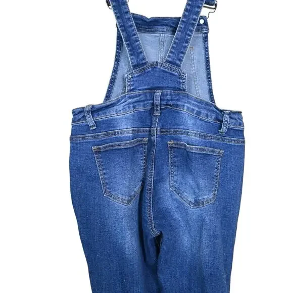 Encore Womens 9 Denim Distressed Overalls - Picture 6 of 12